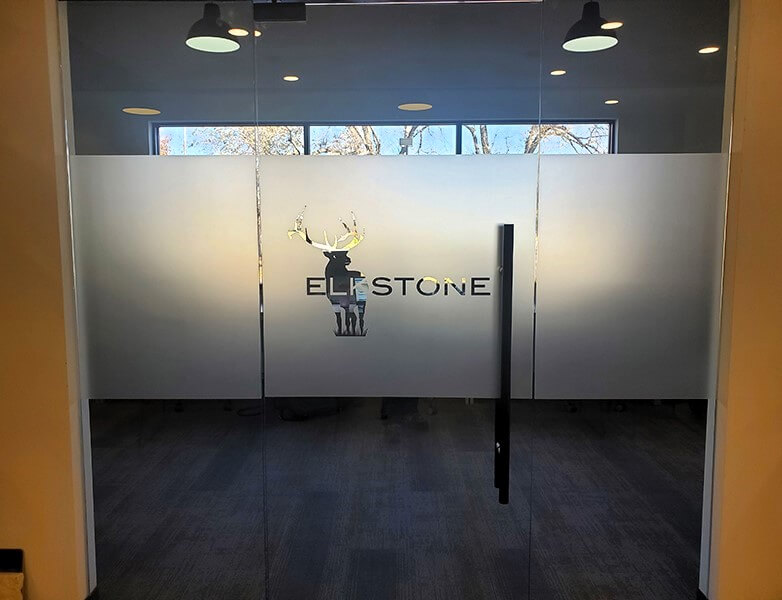 Custom frosted vinyl window graphics